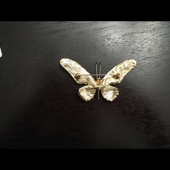 Multi Color Austrian Crystals Butterfly Two Tone Brooch Pin - Picture 8 of 14